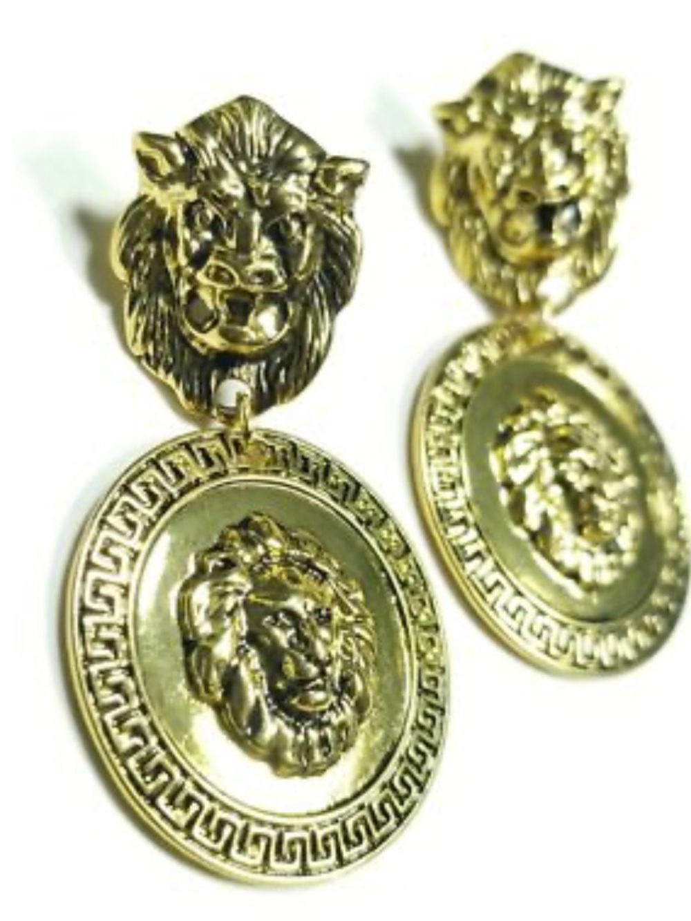 Antique Color Circle Shape Animal Lion Design Drop Dangle